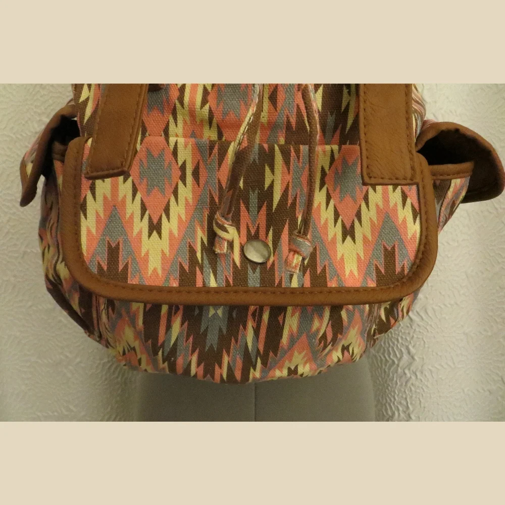 Candies Aztec Southwestern  Style Faux  Leather Vegan Backpack New